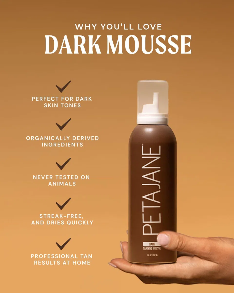 Peta Jane Mousse bronzante foncée | Autobronzant sans soleil, léger, bio, naturel, finition sans traces | Non collante | 200 ml