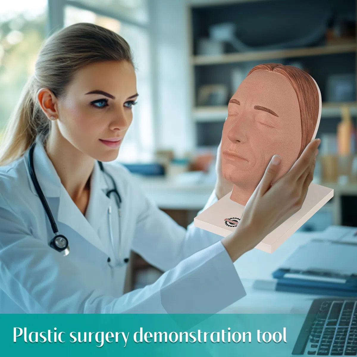 Modèle de formation du visage de mannequin d'injection de silicone, modèle de tête de maquillage avec des problèmes faciaux courants pour l'enseignement du micro-plastique