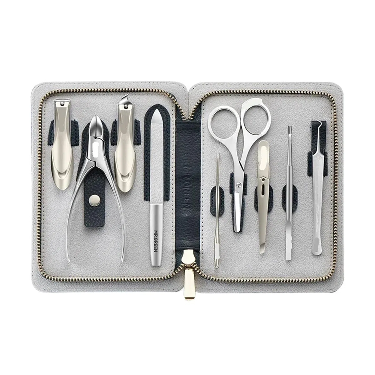 Ensemble de manucure ciseaux Kit coupe-ongles en acier inoxydable paquet cuir complet pédicure