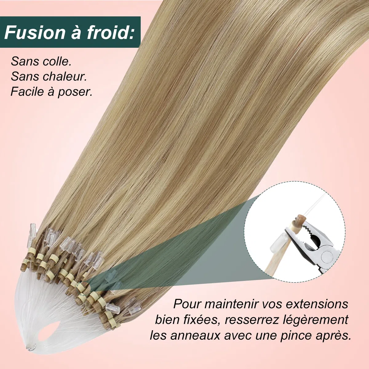Kit Easyouth Extension Cheveux Naturel Adhesif Invisible et Extension Cheveux Micro R 2pack de 27/613 & 16/22 Longueurs 24+22pouces total 100g Extensions à Bandes en Cheveux Humains - Résultat Naturel