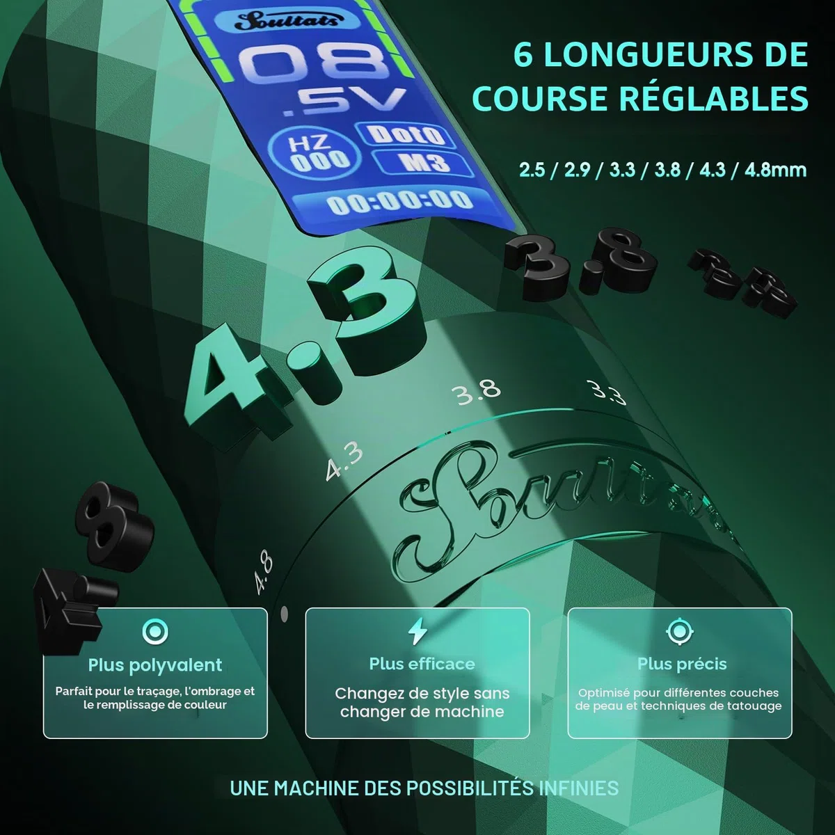 INKin Kits de Tatouage, Machine à Tatouer Sans Fil avec Course Réglable 2,5-4,8mm et Batteries 1600mAh, Machine a Tatouer Kit Complet avec Bluetooth Imprimante Stencil Tatouage et Encre Noire Tatouage