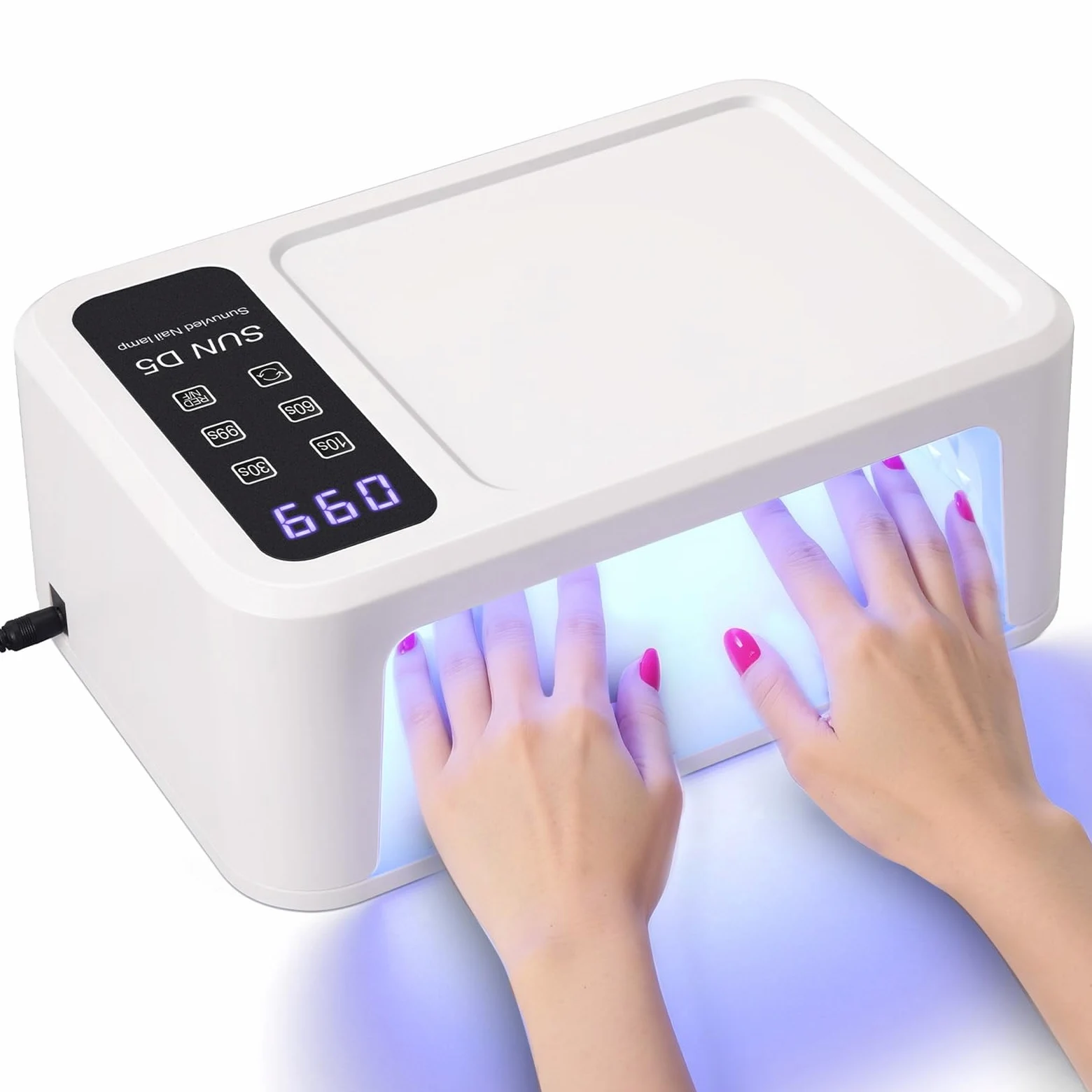 Lampe UV LED pour vernis à ongles gel avec 140 perles LED, design à deux mains, soin de la peau à lumière rouge, capteur automatique, écran LCD, 4 minuteries, séchage rapide professionnel pour ongles