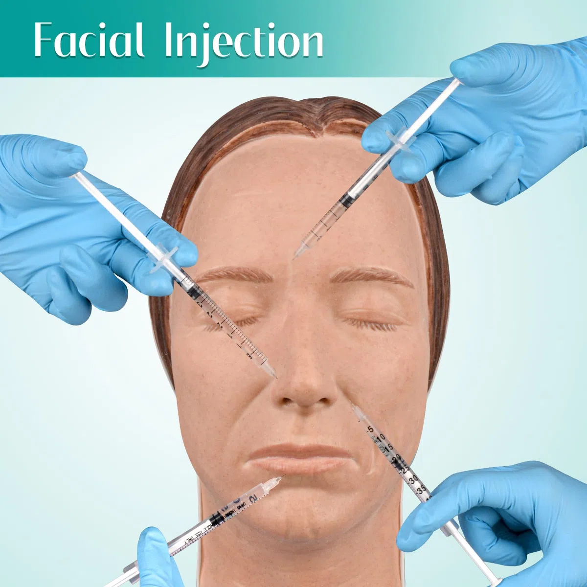 Modèle de formation du visage de mannequin d'injection de silicone, modèle de tête de maquillage avec des problèmes faciaux courants pour l'enseignement du micro-plastique