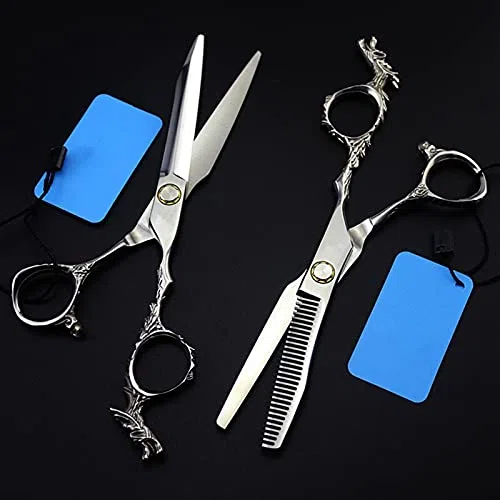 Ensemble de Ciseaux de Coiffure Professionnels Japonais 440c 6 Pouces Dragon Barber Haircut à effiler
