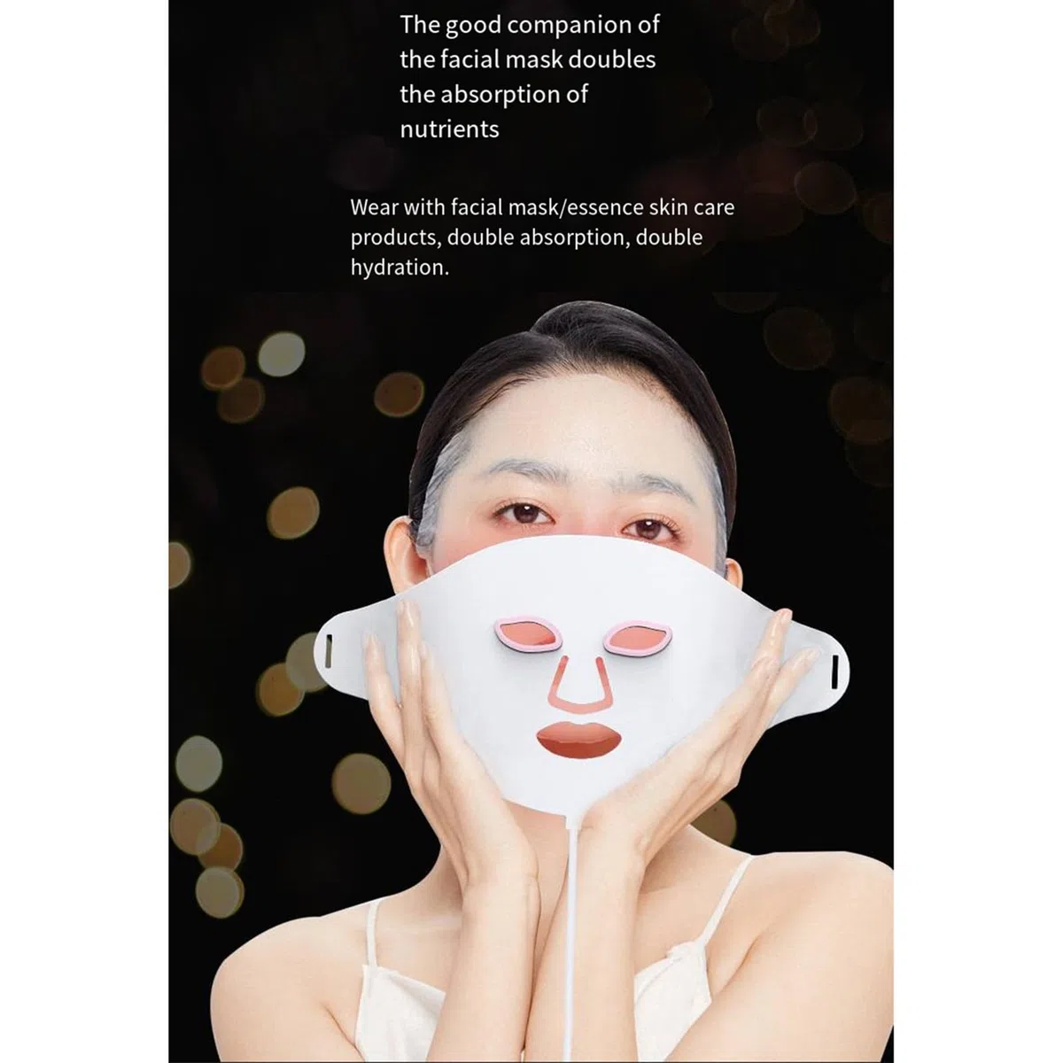 Masque de Gel de silice LED, rajeunissement des photons à 7 couleurs, Instrument de beauté pour l'élimination de l'acné avec masque pour le cou