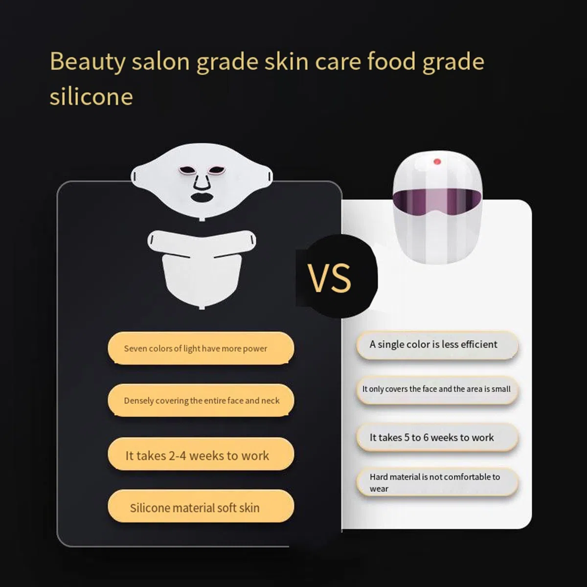 Masque de Gel de silice LED, rajeunissement des photons à 7 couleurs, Instrument de beauté pour l'élimination de l'acné avec masque pour le cou