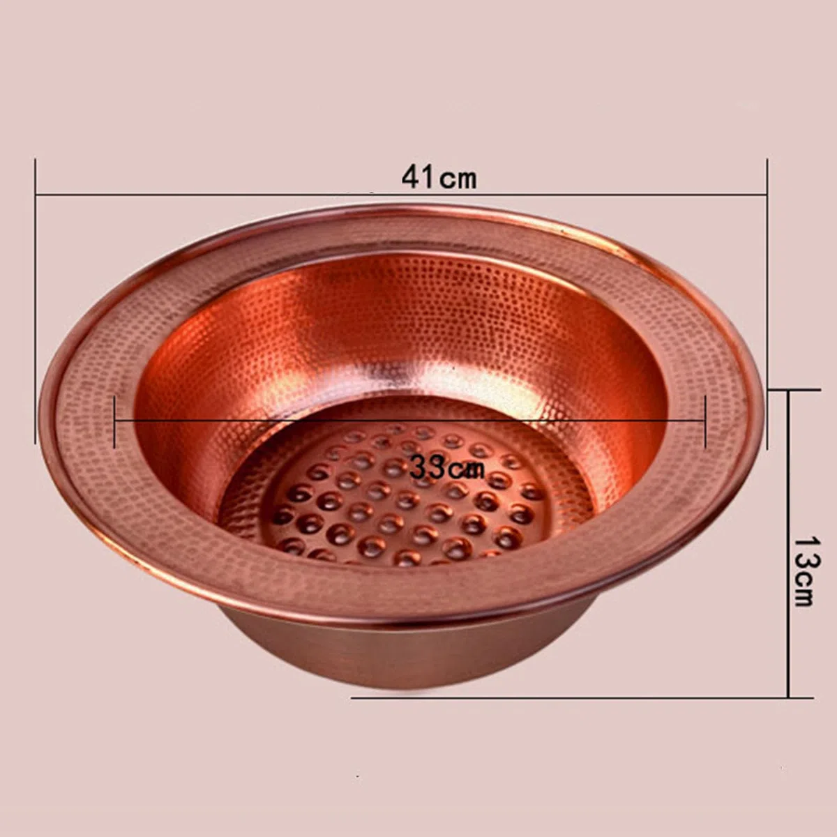 Bassin De Pédicure Portable en Cuivre Martelé à La Main De 40 Cm (16 Pouces), avec Picots De Massage en Relief, Spa pour Les Pieds à Domicile, Idéal pour Le Camping W/Raised Bumps