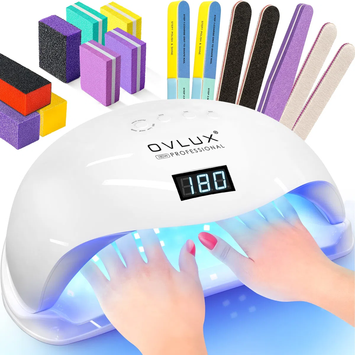 Sun 5 Pro Séchoir à ongles professionnel 72 W – Lampe UV LED pour ongles des doigts et des pieds à base de gel – Lampe portable de durcissement des ongles avec 36 LED, 4 réglages de minuterie et