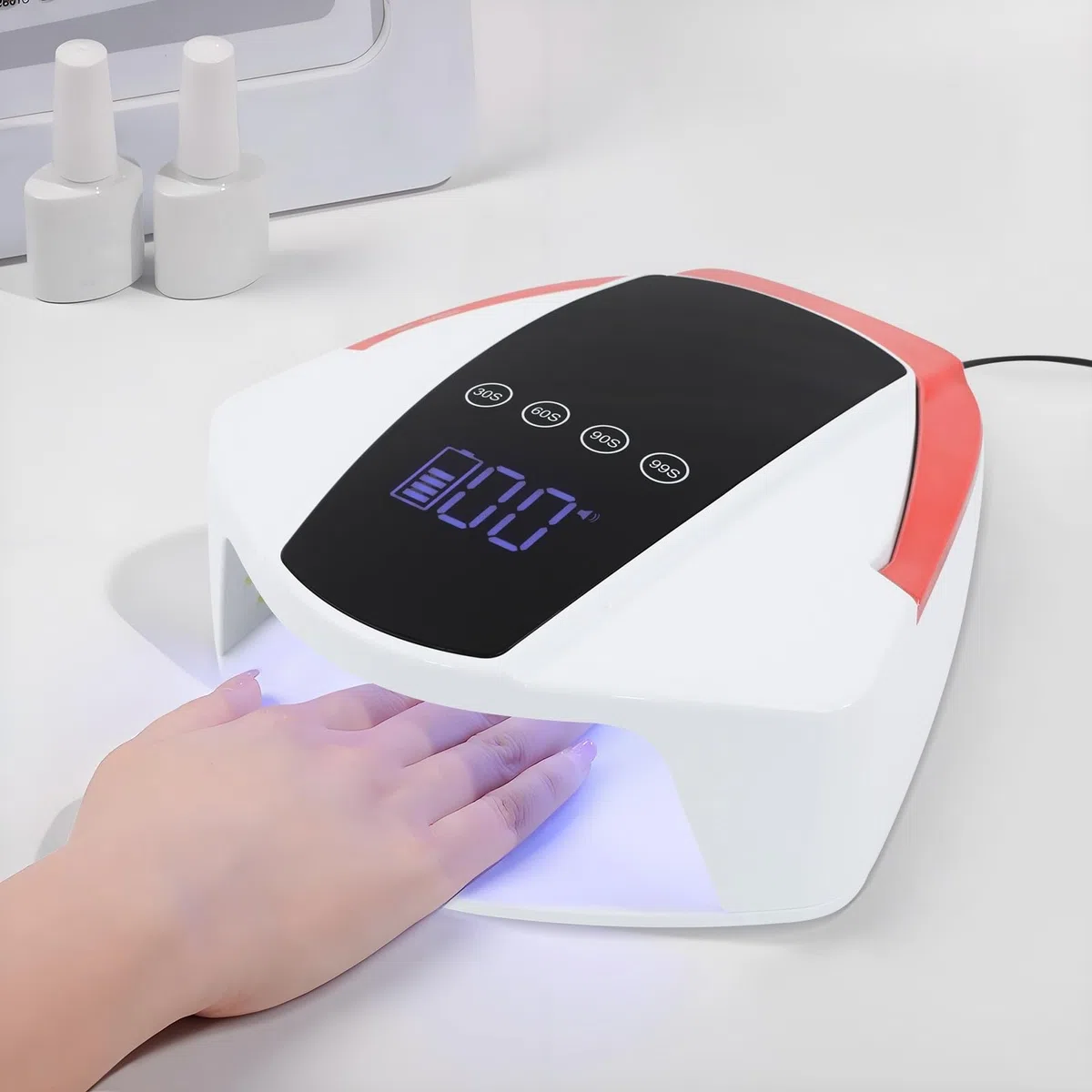 Lampe UV LED pour ongles, Lampe à ongles rechargeable LED, lampe de bureau manucure capteur automatique, sèche-ongles UV Séchage UV pour vernis à ongles
