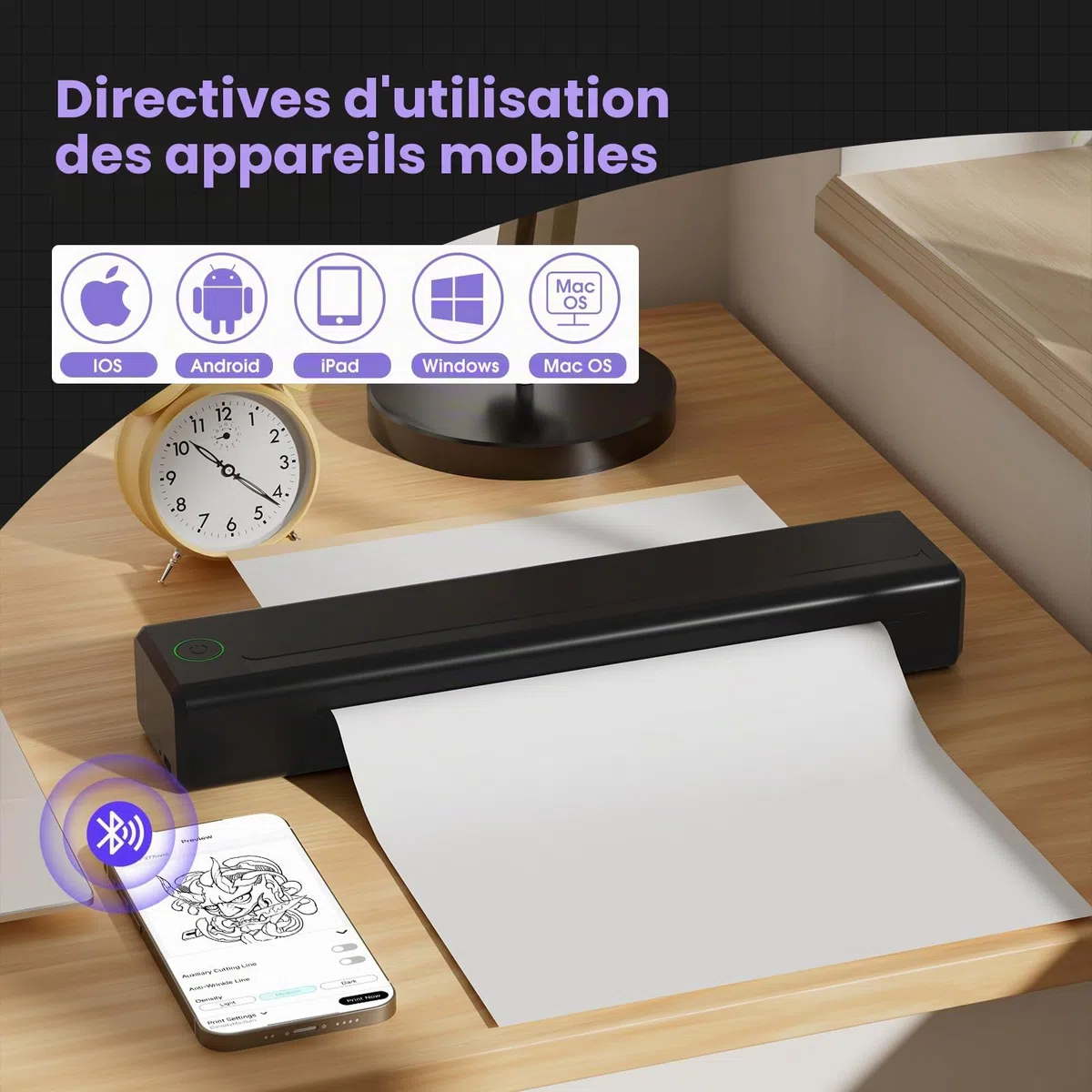 INKin Kits de Tatouage, Machine à Tatouer Sans Fil avec Course Réglable 2,5-4,8mm et Batteries 1600mAh, Machine a Tatouer Kit Complet avec Bluetooth Imprimante Stencil Tatouage et Encre Noire Tatouage