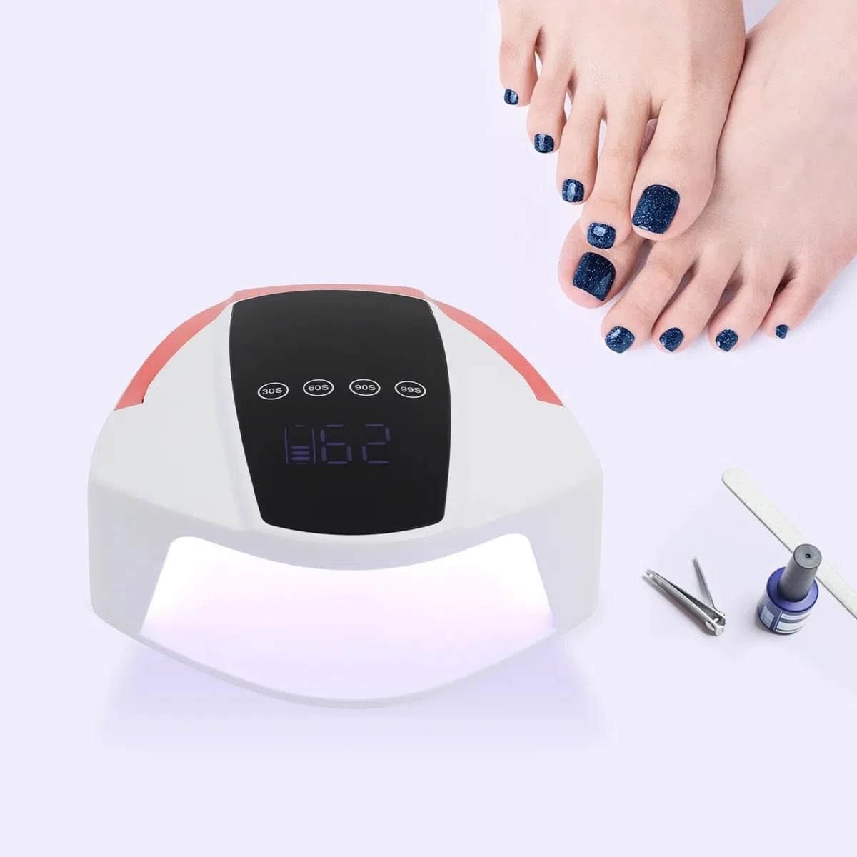 Lampe UV LED pour ongles, Lampe à ongles rechargeable LED, lampe de bureau manucure capteur automatique, sèche-ongles UV Séchage UV pour vernis à ongles