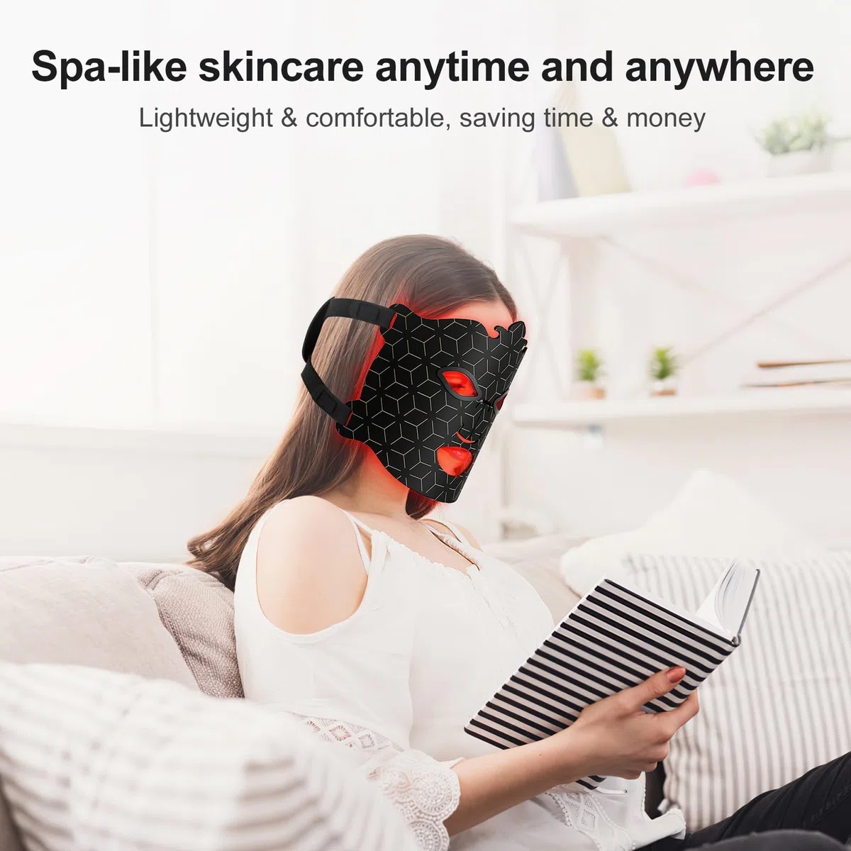 Masque LED visage et cou 7 couleurs Télécommande