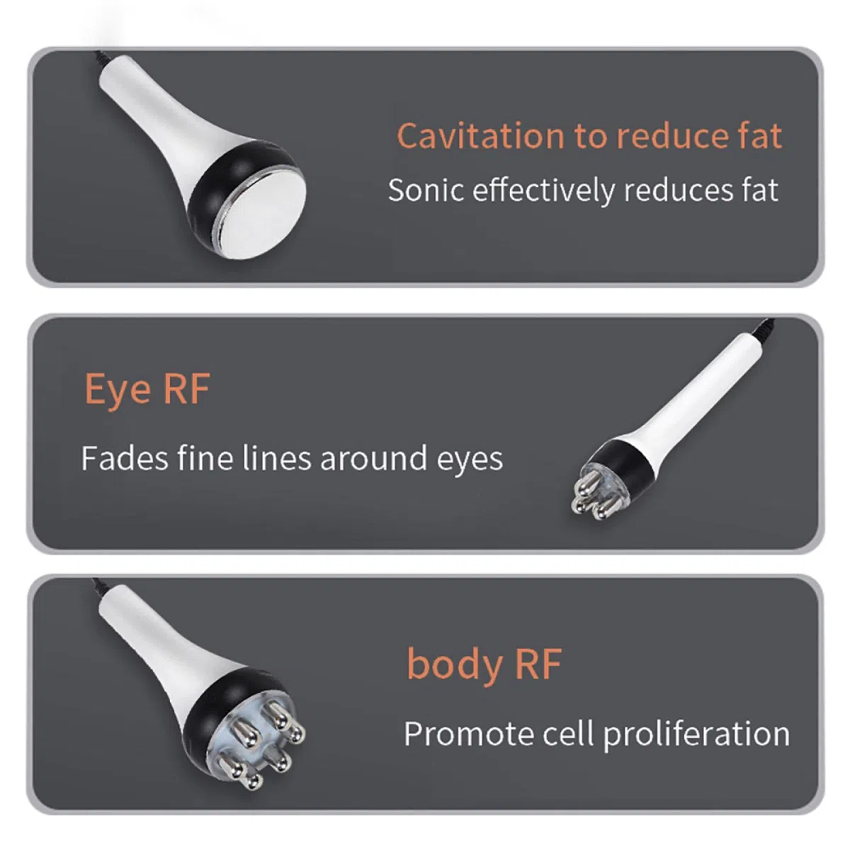 Instrument de beauté 40k Cavitation Corps Minceur Machine Masseur Facial RF Appareil de Beauté Peau Serrer Visage Lifting Outil de Soins de La Peau poignée en métal