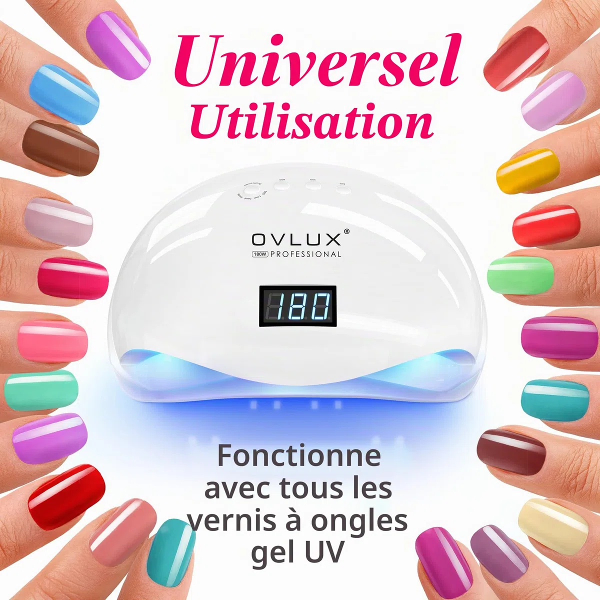 Sun 5 Pro Séchoir à ongles professionnel 72 W – Lampe UV LED pour ongles des doigts et des pieds à base de gel – Lampe portable de durcissement des ongles avec 36 LED, 4 réglages de minuterie et