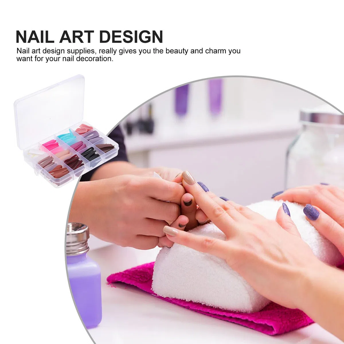 1 boîte Kit Ongles Faux Manucure Faux Ongles Longs Mats Couleur Pure Facile à Poser pour Salon et Usage Maison