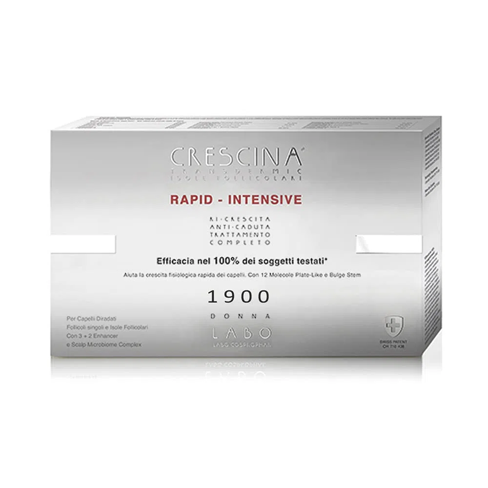 LABO Crescina Transdermique RAPIDE-INTENSIVE Îles Folliculaires 1900 Femme 10 + 10 Ampoules de Traitement Anti-Chute et Repousse des Cheveux