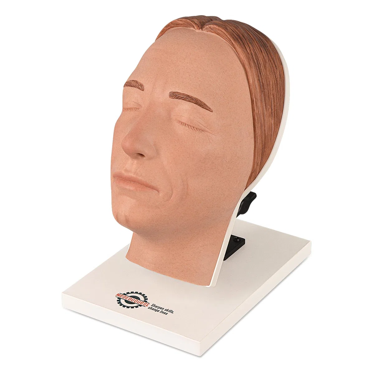 Modèle de formation du visage de mannequin d'injection de silicone, modèle de tête de maquillage avec des problèmes faciaux courants pour l'enseignement du micro-plastique