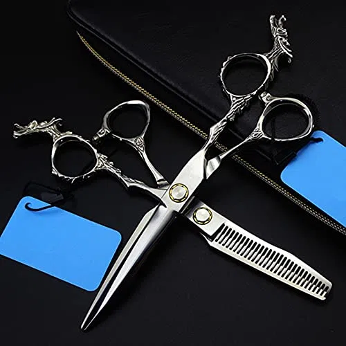Ensemble de Ciseaux de Coiffure Professionnels Japonais 440c 6 Pouces Dragon Barber Haircut à effiler