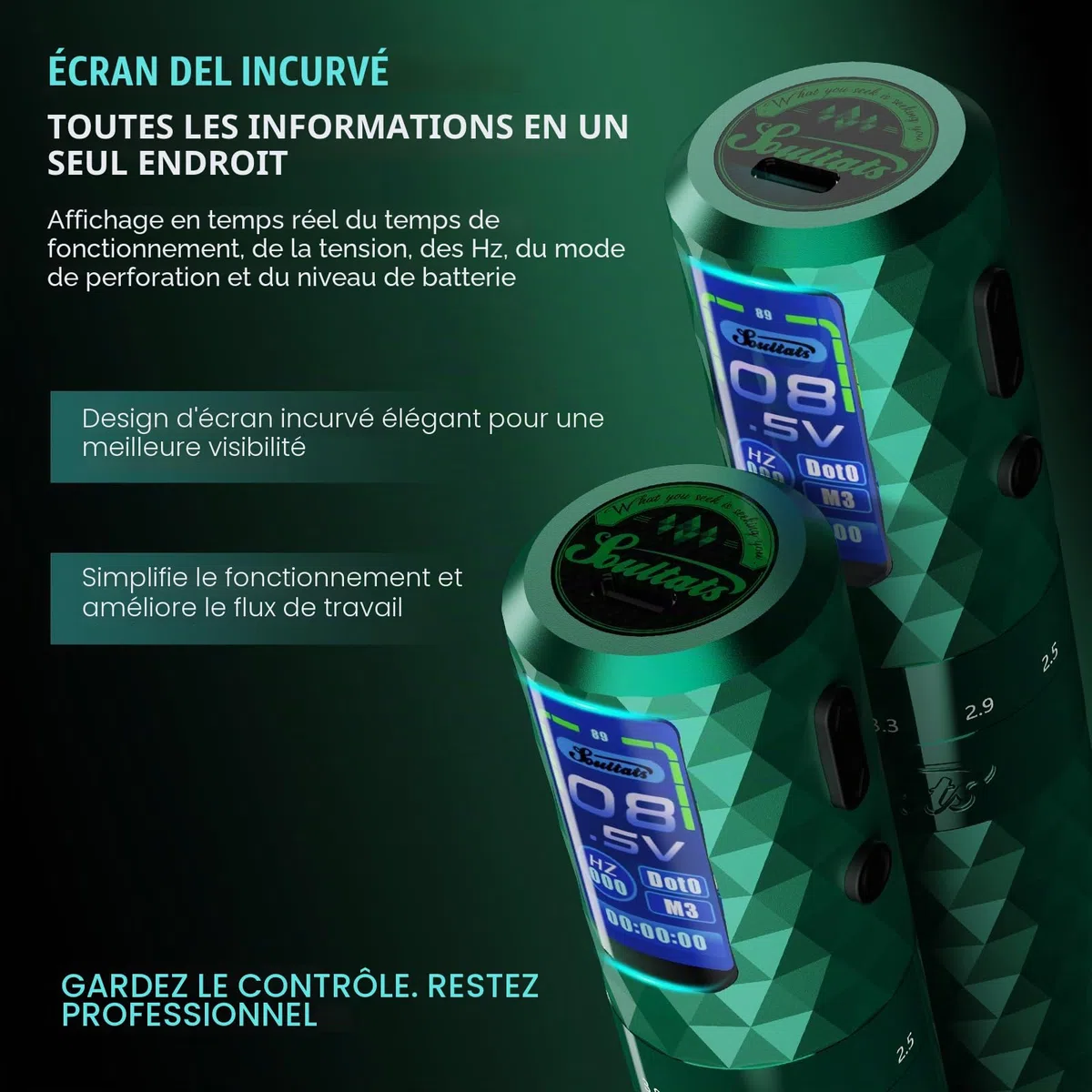 INKin Kits de Tatouage, Machine à Tatouer Sans Fil avec Course Réglable 2,5-4,8mm et Batteries 1600mAh, Machine a Tatouer Kit Complet avec Bluetooth Imprimante Stencil Tatouage et Encre Noire Tatouage